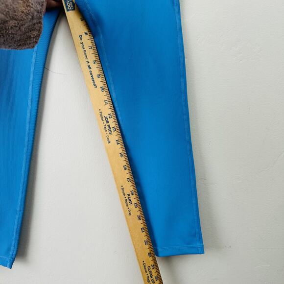 Wilo Bright Blue High Waisted Ribbed Leggings Activewear Gym Pant Women's M - Picture 6 of 11